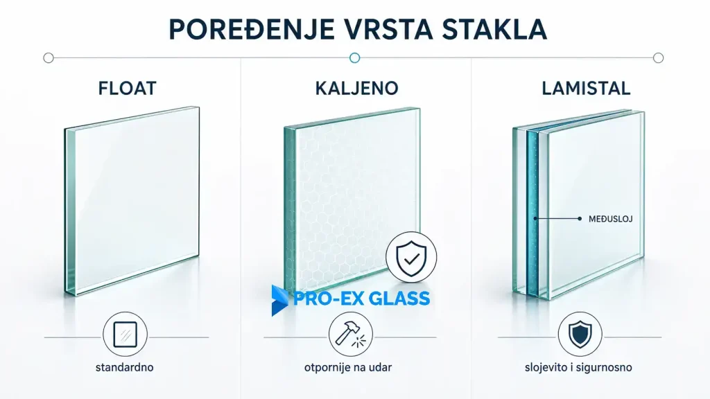 Razlika float kaljeno lamistal staklo